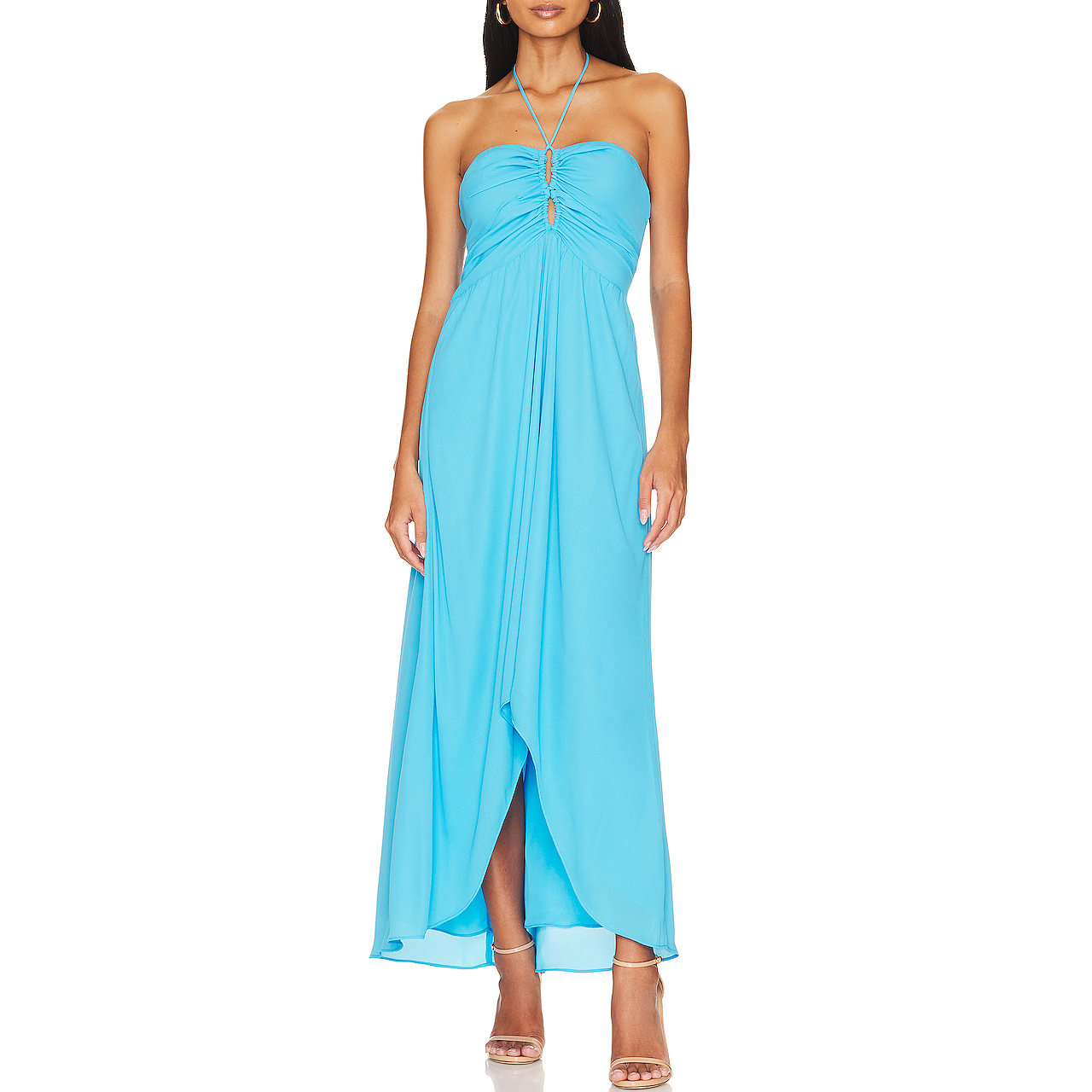 WOMEN CUT-OUT HALTER MAXI LONG BEACH DRESSES